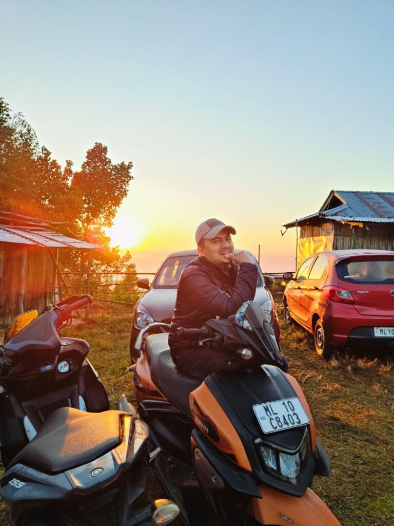 enjoying the sunrise at Mawthei, Umsning, Meghalaya.