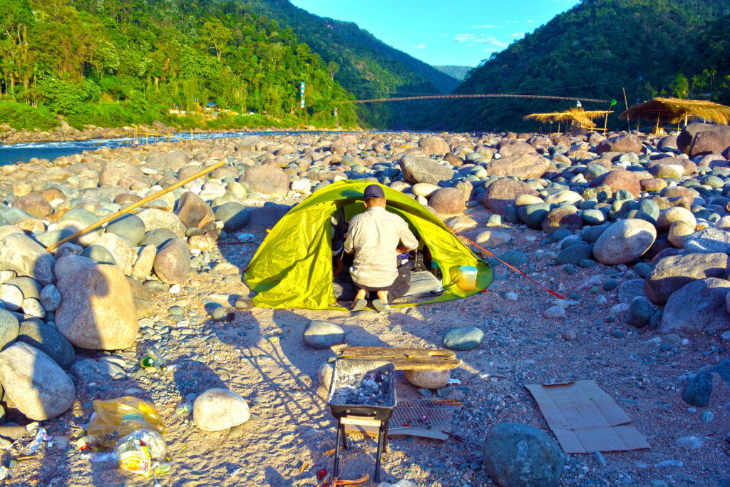camping by riverside