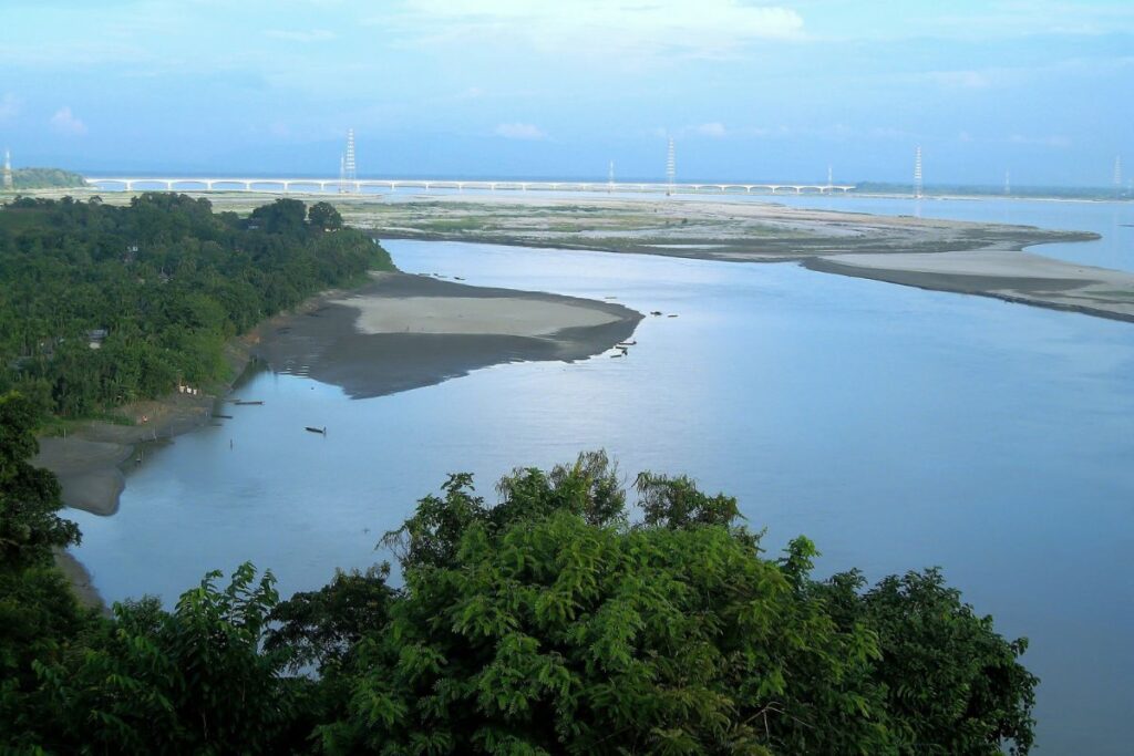 Kolia Bhomora Setu is a pre-stressed concrete road bridge over the Brahmaputra River near Tezpur and Kaliabor in Assam, India.
